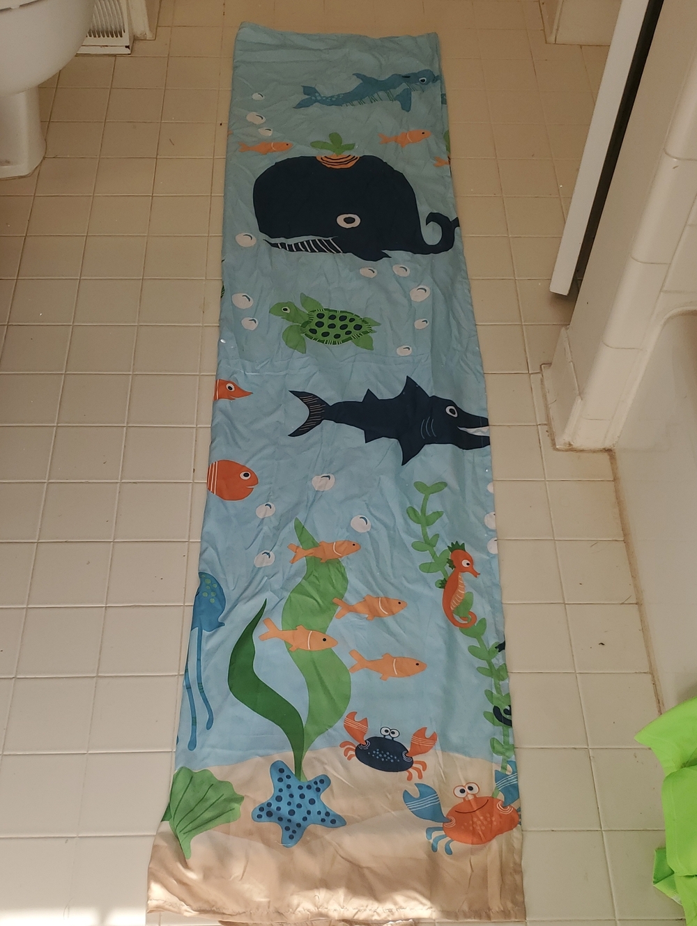 Kids Ocean Animal Light Blue Shower Curtain, NEVER USED